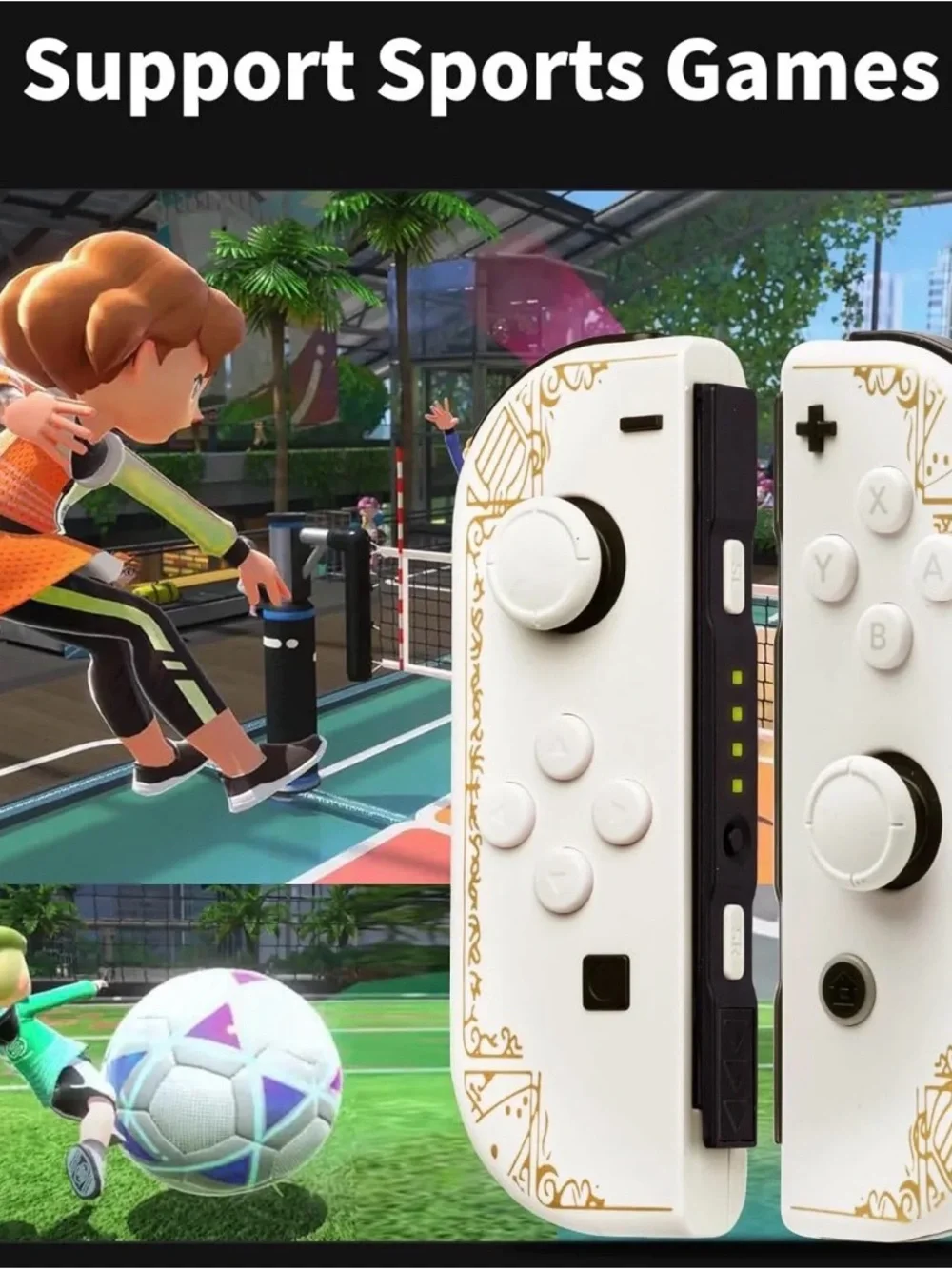 Nintendo Compatible Joy-Con Controller Pair - White with Gold Accent